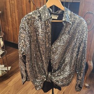 Marso Silver Sequin Women's Blouse